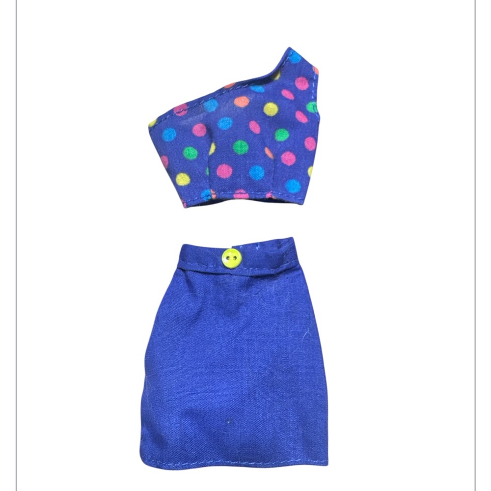 Vintage 1990s Barbie Purple Polka Dot Weekend 2 Piece Skirt Set
